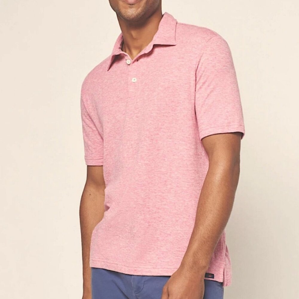 Faherty Cloud Cotton Polo Pink Stripe Pima Cotton Modal Shirt Mens L